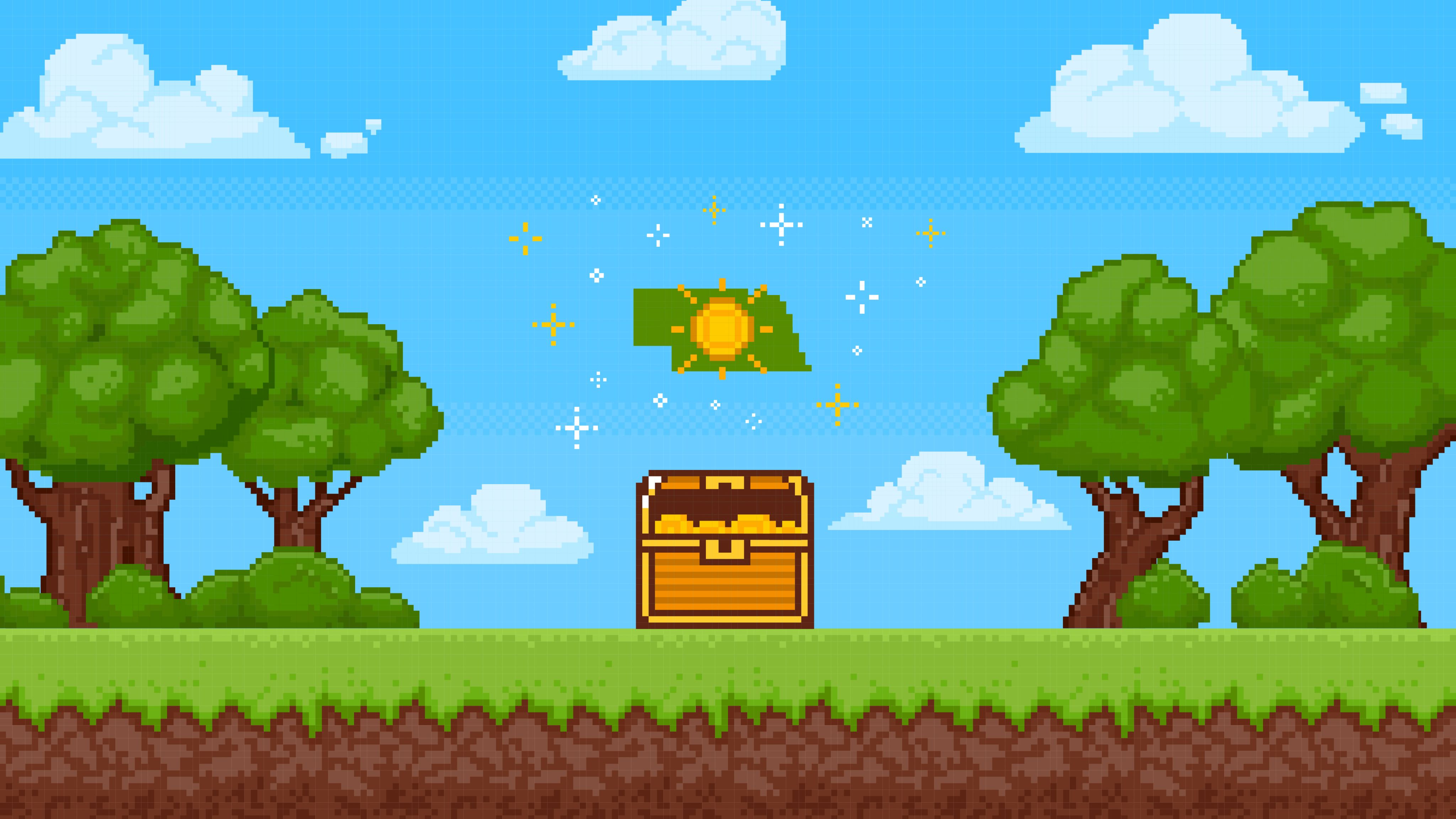 Money chest on grass with "We Win"