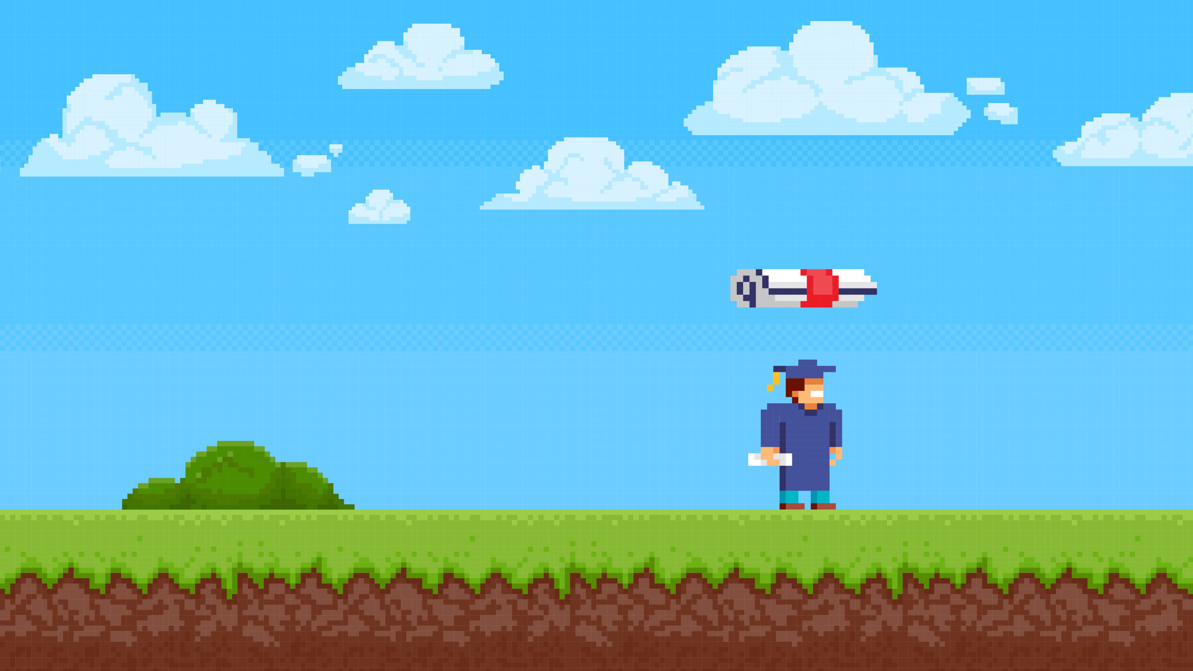 Graduate with diploma on grass with sky background